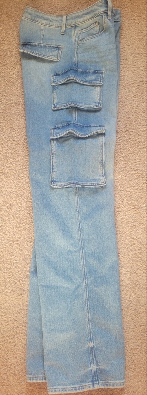 Express Light Blue Straight Cargo Jeans - Picture 1 of 11